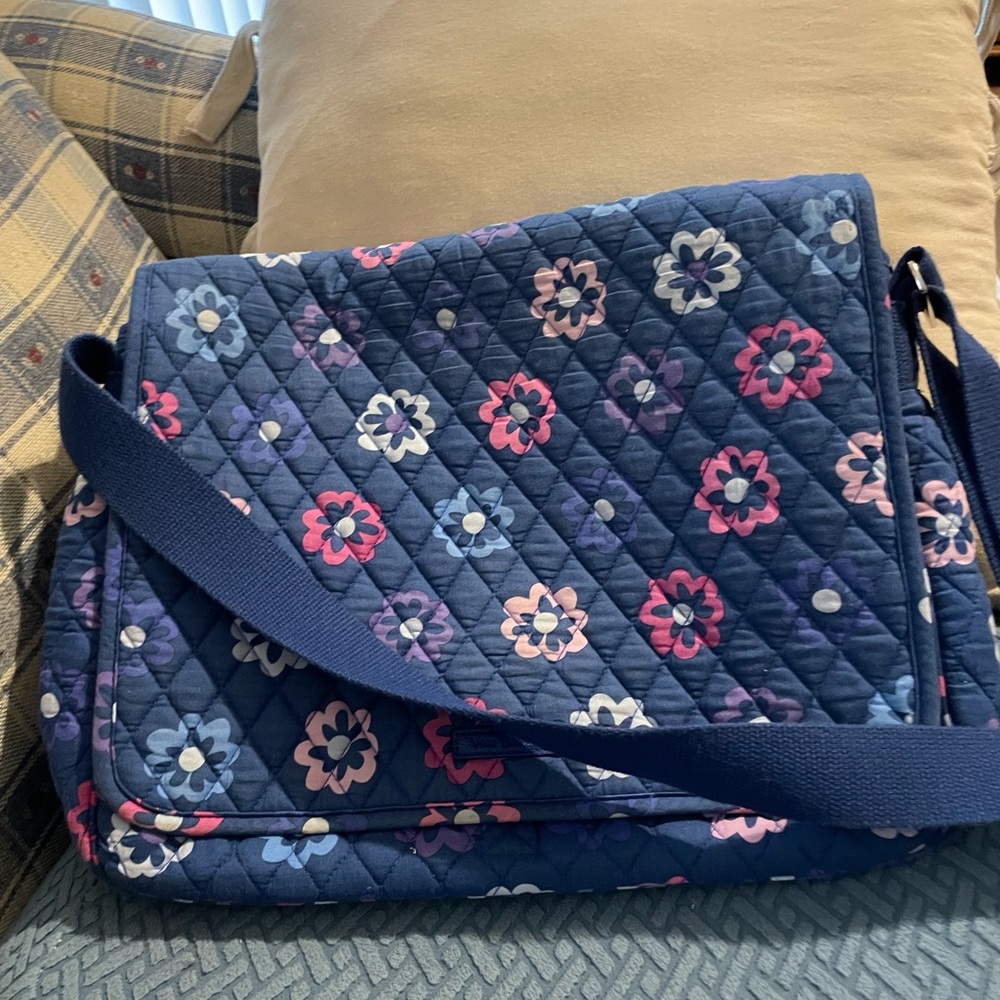 Vera Bradley Blue and Pink Quilted Laptop Bag